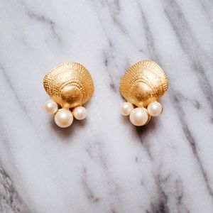 Vintage Pearl Shell Clip Earrings